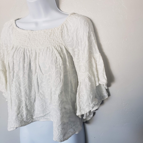 Gimmicks BKE Buckle Small White Crop Top Quarter Sleeve Blouse Boho Girly - Picture 5 of 7